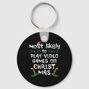 Most Likely Play Video Game Christmas Xmas Family  Keychain