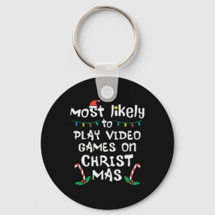 Most Likely Play Video Game Christmas Xmas Family  Keychain