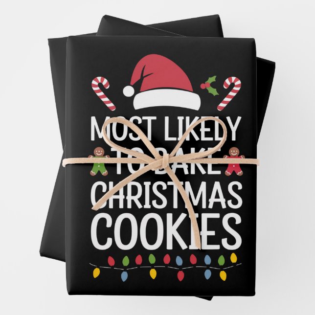 Most Likely To Bake Christmas Cookies Funny Baker  Wrapping Paper Sheet (In situ)