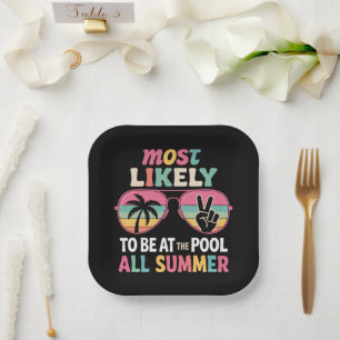 Most Likely To Be At The Pool All Summer Teacher Paper Plate