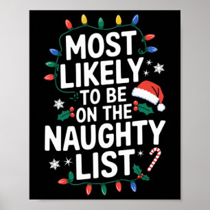 Most Likely To Be On The Naughty List Funny Christ Poster