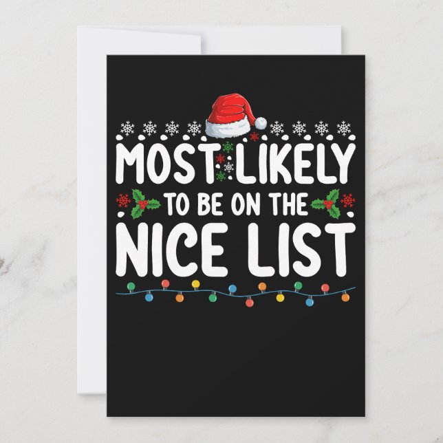 Most Likely To Be On The Nice List Christmas Holid Invitation (Front)