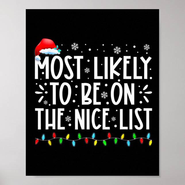 Most Likely To Be On The Nice List Fun Christmas H Poster (Front)