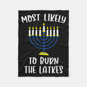Most Likely To Burn The Latkes Hanukkah Group Matc Fleece Blanket