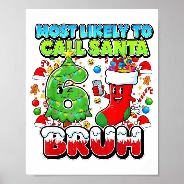 Most Likely To Call Santa 67 Bruh Six Seven Meme C Poster (Front)