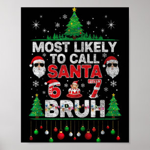 Most Likely To Call Santa 67 Six Seven Bruh Christ Poster