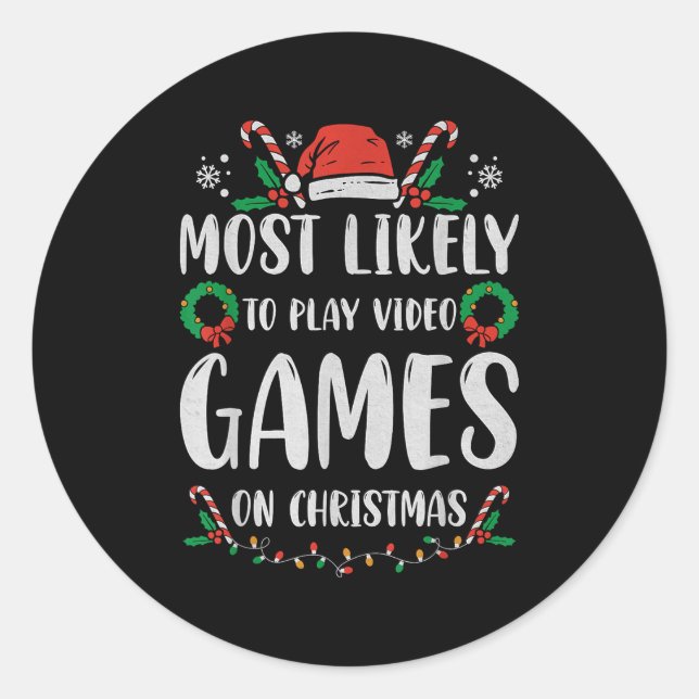 Most Likely To Christmas Matching Family Pajamas F Classic Round Sticker (Front)