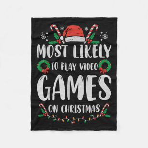 Most Likely To Christmas Matching Family Pajamas F Fleece Blanket