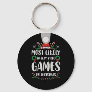 Most Likely To Christmas Matching Family Pajamas F Keychain
