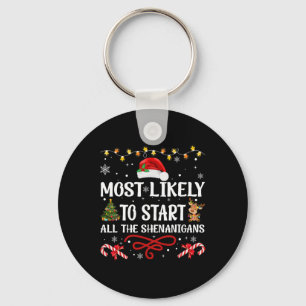Most Likely To Christmas Matching Family Pajamas F Keychain