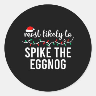 Most Likely To Christmas Matching Family Pyjamas F Classic Round Sticker