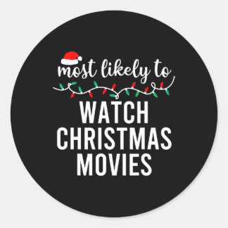 Most Likely To Christmas Matching Family Pyjamas F Classic Round Sticker