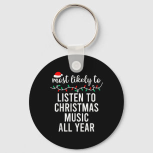 Most Likely To Christmas Matching Family Pyjamas F Keychain