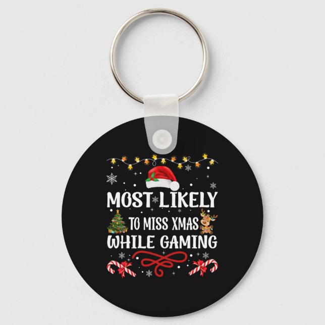 Most Likely To Christmas Matching Family Pyjamas F Keychain (Front)
