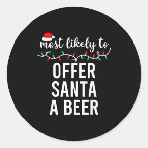 Most Likely To Christmas Shirt Matching Family Paj Classic Round Sticker