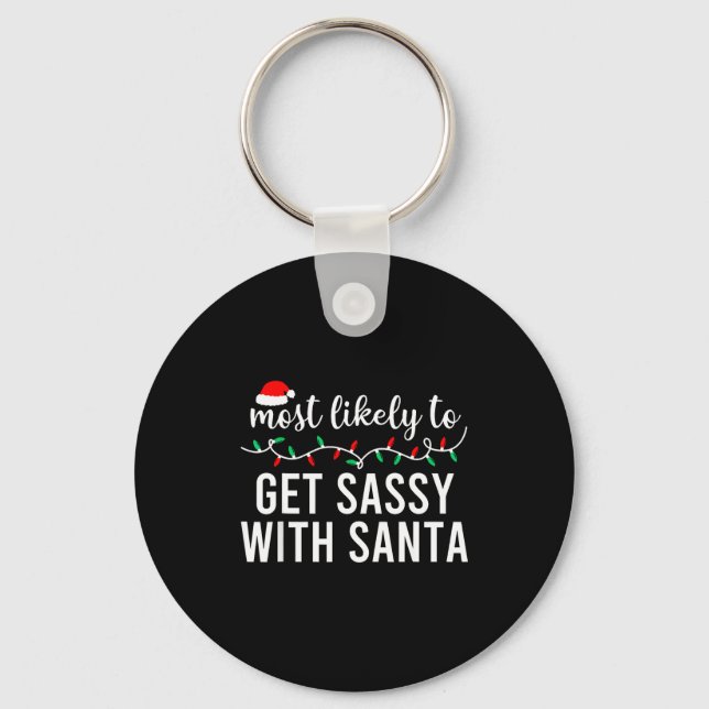 Most Likely To Christmas Shirt Matching Family Paj Keychain (Front)