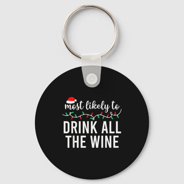 Most Likely To Christmas Shirt Matching Family Paj Keychain (Front)