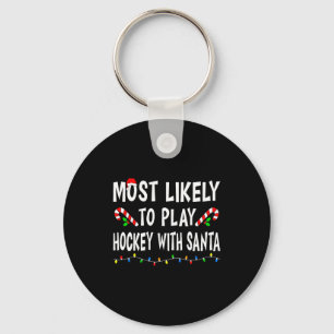 Most Likely To Christmas Xmas Pajamas Funny Matchi Keychain