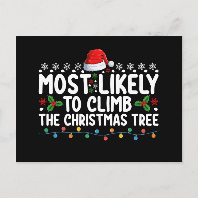Most Likely To Climb The Christmas Tree Family Postcard (Front)