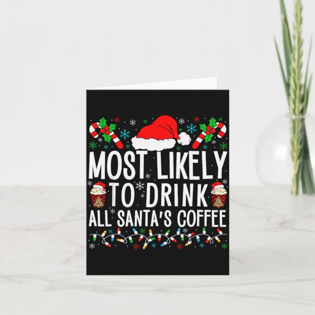 Most Likely To Drink All Santa's Coffee Matching F Card (Front)