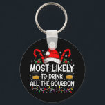 Most Likely To Drink All The Bourbon Christmas Keychain<br><div class="desc">Most Likely To Drink All The Bourbon Funny Family Christmas</div>
