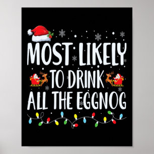 Most Likely To Drink All The Eggnog Christmas Eggn Poster