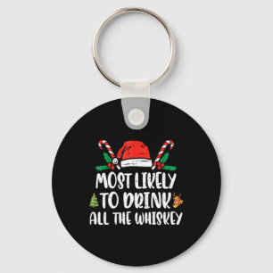 Most Likely To Drink All The Whiskey Family Christ Keychain