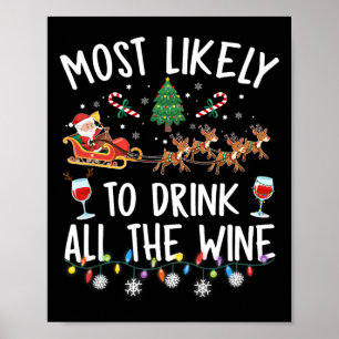 Most Likely To Drink All The Wine Family Matching Poster