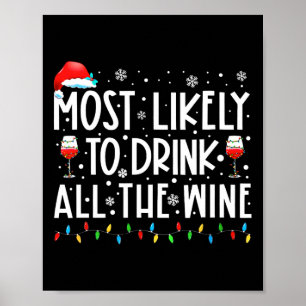 Most Likely To Drink All The Wine Family Matching  Poster
