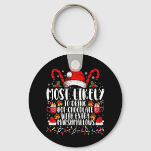 Most Likely To Drink Hot Chocolate Marshmallows Keychain
