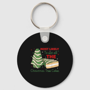 Most Likely To Eat All Christmas Tree Cakes  Keychain