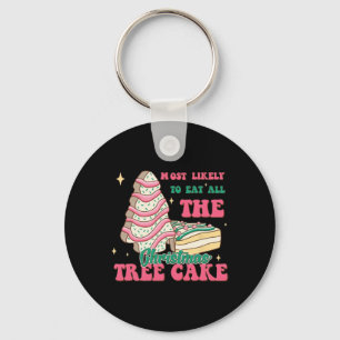 Most Likely To Eat All The Christmas Tree Cakes Ch Keychain