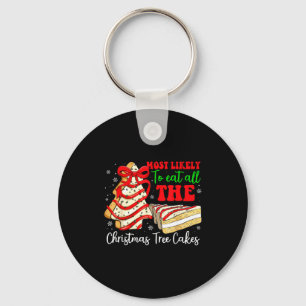 Most Likely To Eat All The Christmas Tree Cakes Fu Keychain