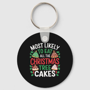 Most Likely To Eat All The Christmas Tree Cakes Fu Keychain