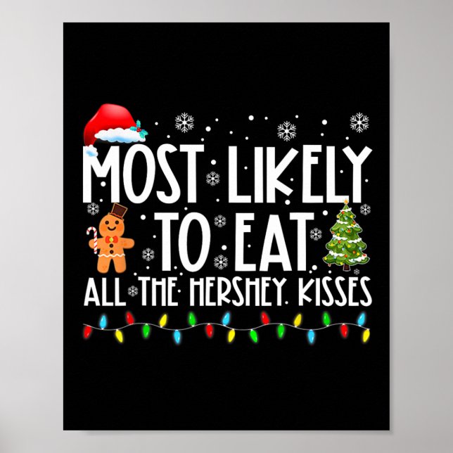 Most Likely To Eat All The Hershey Kisses Fun Xmas Poster (Front)