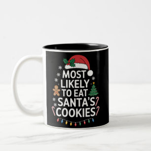 Most Likely To Eat Santas Cookies Family Christmas Two-Tone Coffee Mug