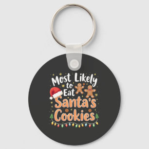 Most Likely to Eat Santa's Cookies Santa Hat Keychain