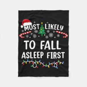 Most Likely To Fall Asleep First Family Matching C Fleece Blanket