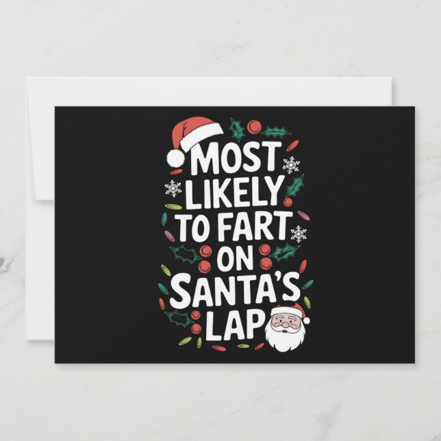 Most Likely To Fart On Santa's Lap Family Matching Holiday Card (Front)