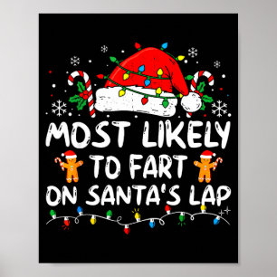 Most Likely To Fart On Santa's Lap Vintage Christm Poster