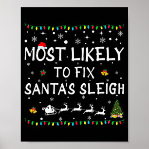 Most Likely To Fix Santa's Sleigh Funny Christmas Poster