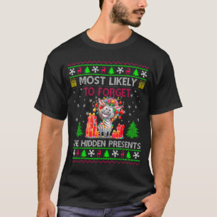 Most Likely To Forget The Hidden Zebra Christmas  T-Shirt