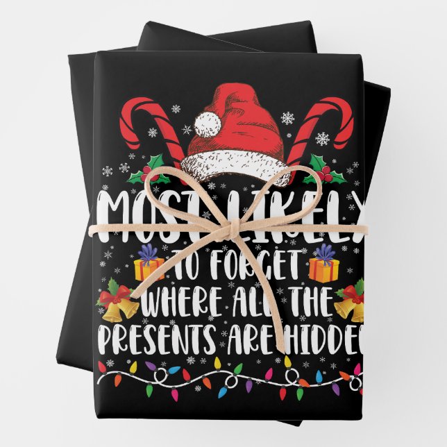 Most Likely To Forget Where All The Presents Are  Wrapping Paper Sheet (In situ)