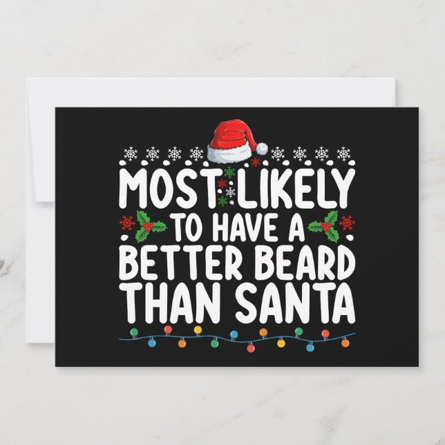 Most Likely To Have A Better Beard Than Santa Invitation (Front)