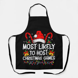 Most Likely To Host Christmas Games Family Apron