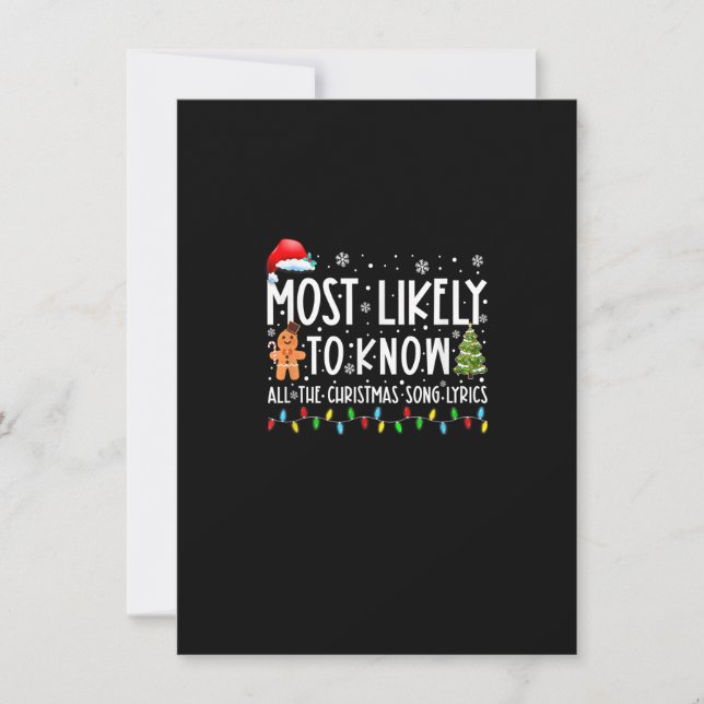 Most Likely To Know All The Christmas Song Lyrics  Invitation (Front)