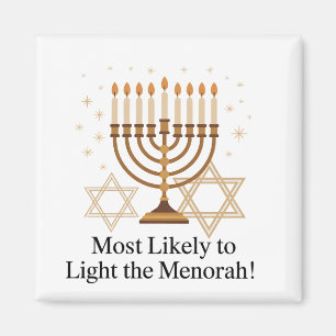 Most Likely to Light the Menorah Hanukkah Jewish Magnet