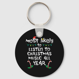 Most Likely To Lister Christmas Music Xmas Family Keychain