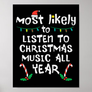 Most Likely To Lister Christmas Music Xmas Family Poster