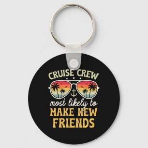 Most Likely To Make New Friends Matching Family Cr Keychain